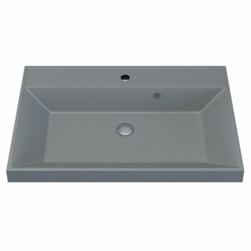 Раковина для ванной 80 см, Uperwood Classic Quartz, кварцевая, серая матовая, платина