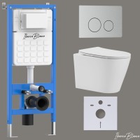 Комплект 3в1 IBERICA BLANCA инсталляция SILENCIO, унитаз BURGOS ALTO белый, кнопка смыва INOX-O хром матовый (IB001.BRA.234.8132)