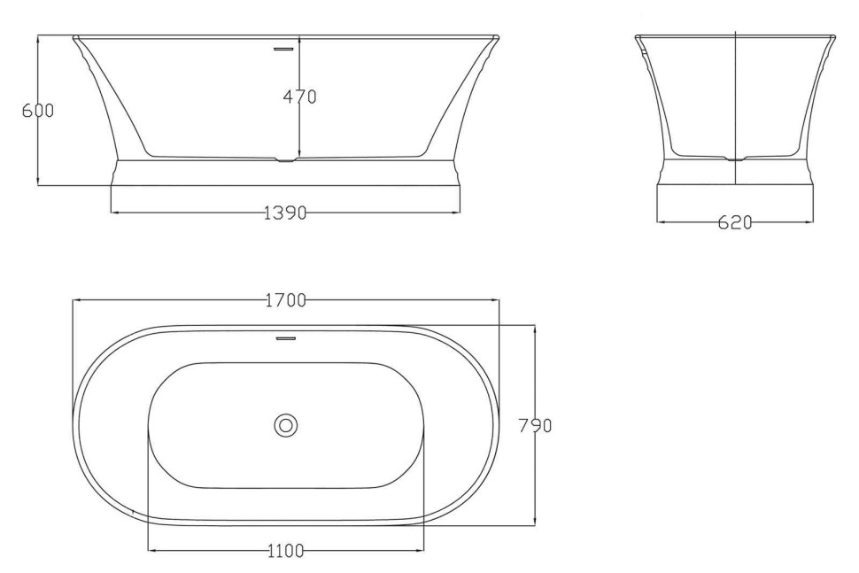 Акриловая ванна BELBAGNO BB402-1700-790