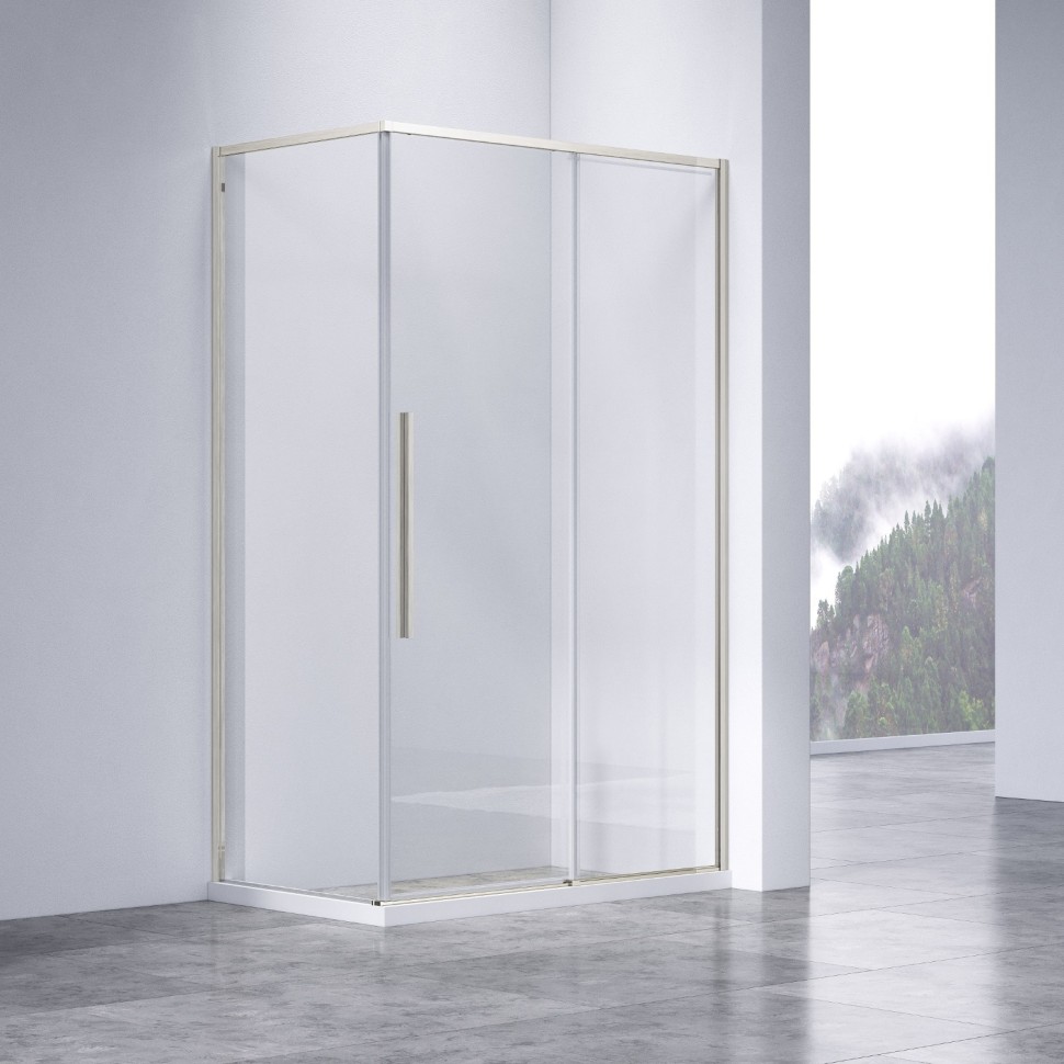 Душевой уголок Слим-Н (Slim-N) VSR-4SN8012CLBN, 1200*800, брашированный никель, стекло прозрачное