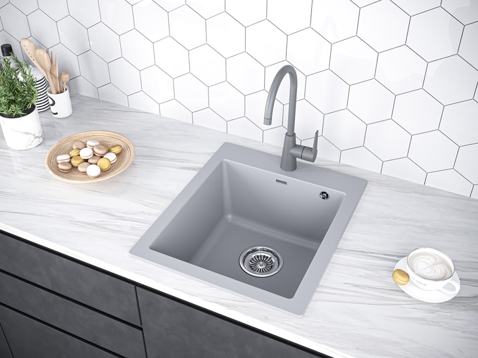 Мойка KANTE 45, IT-GRANIT, PM104651-GRM, серый металлик, 460х510 мм, Paulmark