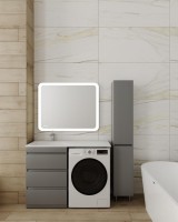 Тумба напольная STYLELINE "Даллас 120" (3 ящ.) Люкс Плюс серая с раковиной ESTETUS Даллас 1200*480 левый  