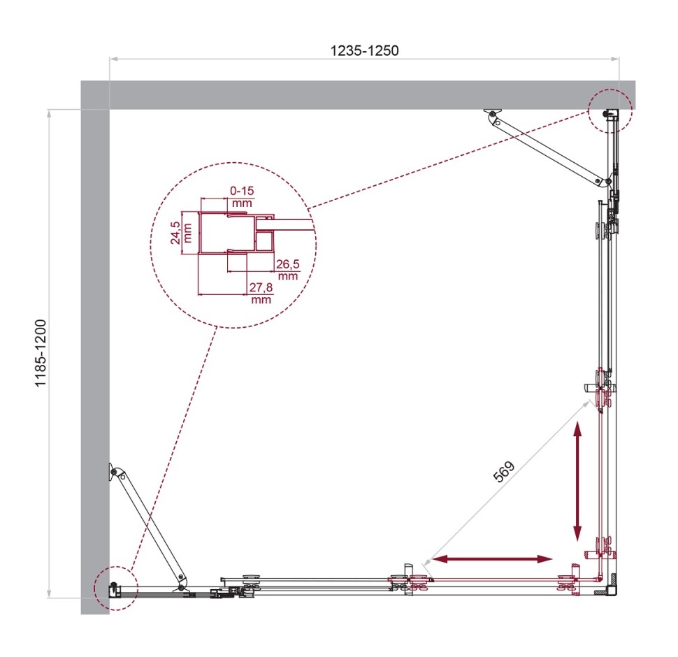 Душевой уголок BelBagno LUCE-AH-22-125/120-C-Cr