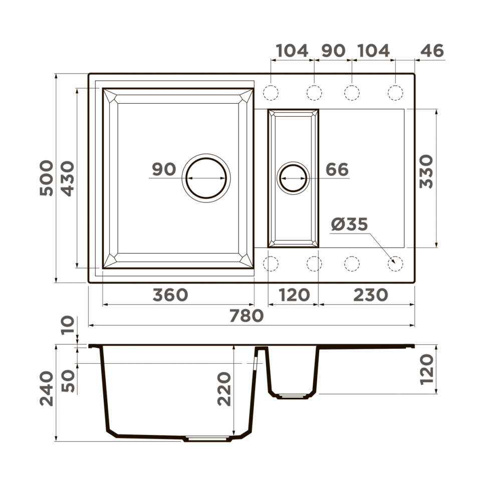 Кухонная мойка Omoikiri Sakaime 78-2-DC Tetogranit/темный шоколад