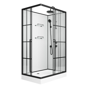 Душевая кабина Niagara Standart ST120/80/15QR/KL/BKT (120х80х225) поддон низкий(15см),черный,стекло прозрачное,3 места