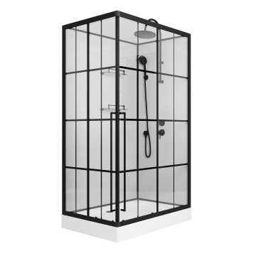 Душевая кабина Niagara Standart ST120/80/15QR/KL/BKT (120х80х225) поддон низкий(15см),черный,стекло прозрачное,3 места
