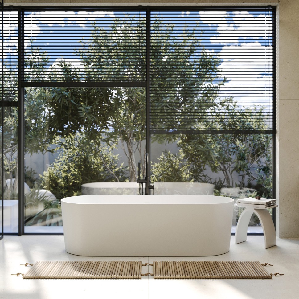 Ванна из искусственного камня ABBER Stein AS9614 белая матовая