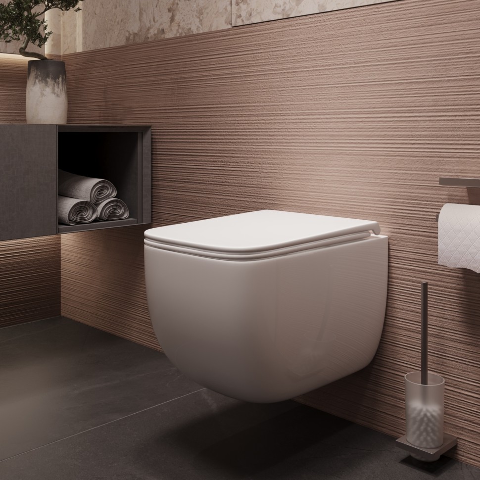 Унитаз подвесной Эра (Era) VT1-58TFS Торнадо, цвет белый, ультратонкое микролифт сиденье