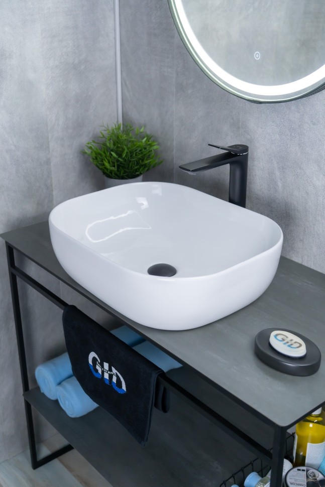 Раковина Gid D1302 51198 накладная белая 50x40x14