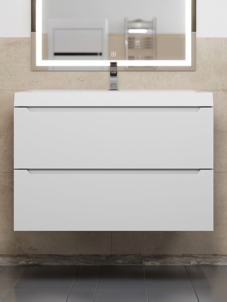 Раковина для ванной 80 см, Uperwood Classic New, белая глянцевая, с накладкой для слива