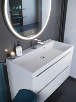 Раковина для ванной 90 см, Uperwood Classic Quartz, кварцевая, белая матовая, жасмин