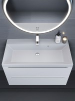 Раковина для ванной 90 см, Uperwood Classic Quartz, кварцевая, белая матовая, жасмин