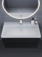 Раковина для ванной 90 см, Uperwood Classic Quartz, кварцевая, белая матовая, жасмин