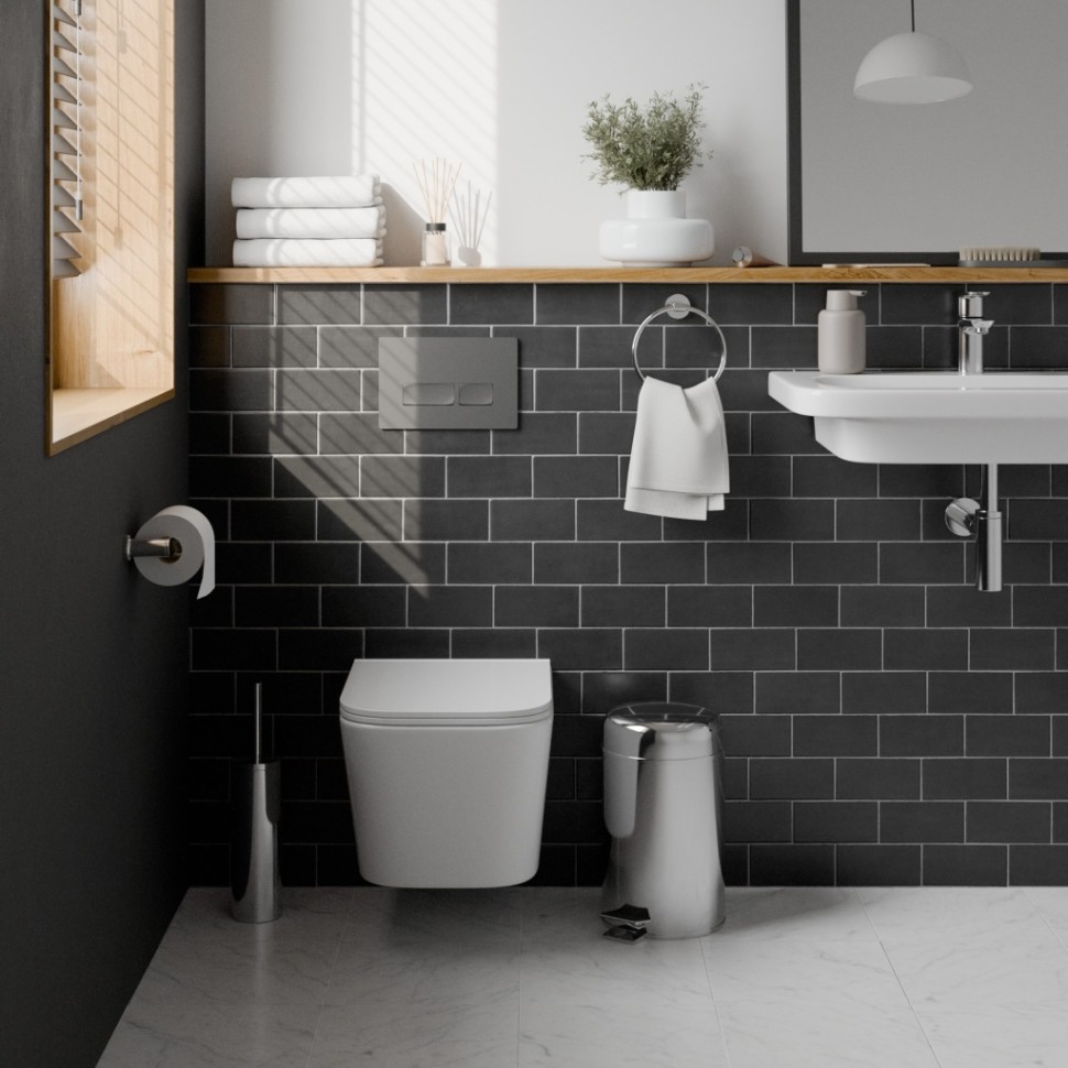 Комплект 3в1 IBERICA BLANCA инсталляция SILENCIO, унитаз TOLEDO ALTO белый, кнопка смыва ESTI-R серый матовый (IB001.TLA.231.218)