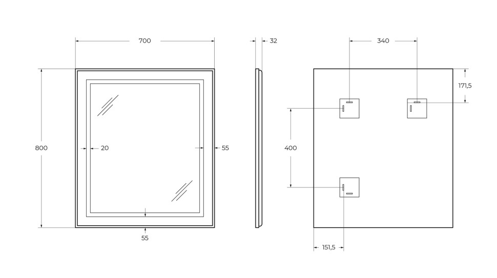 Зеркало BelBagno SPC-KRAFT-700-800-SENS-AL
