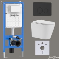 Комплект 3в1 IBERICA BLANCA инсталляция SILENCIO, унитаз BURGOS ALTO белый, кнопка смыва INOX-O черный матовый (IB001.BRA.234.812)