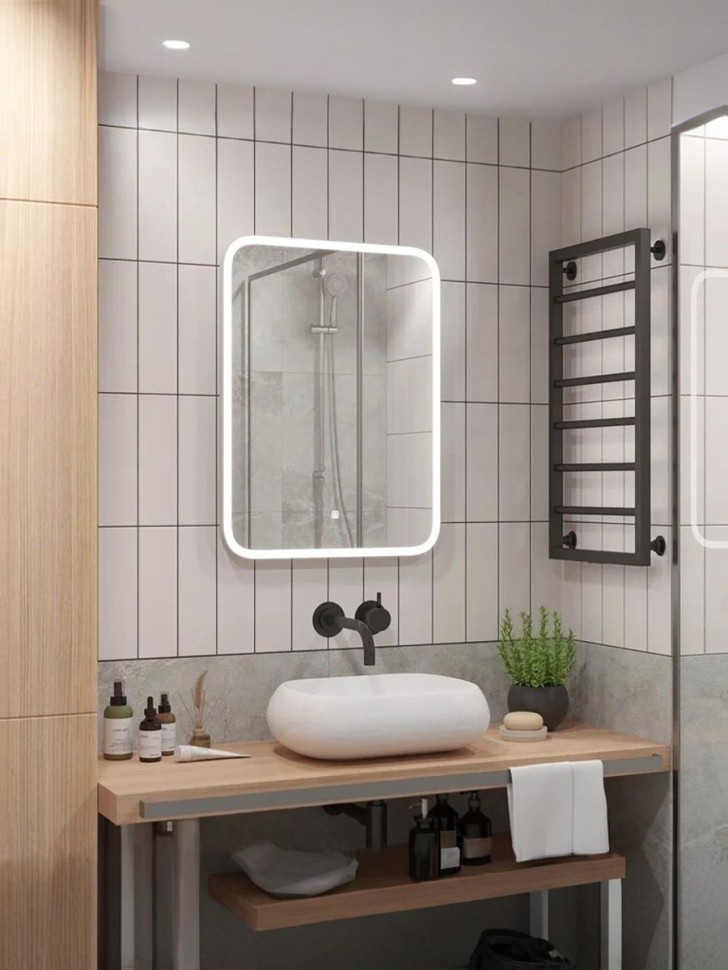 Зеркало для ванной с подсветкой Uperwood Foster 60х80 см, прямоугольное, сенсор/антизапотевание