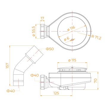 Сифон для поддонов RGW S-16-1 (442416100-01)
