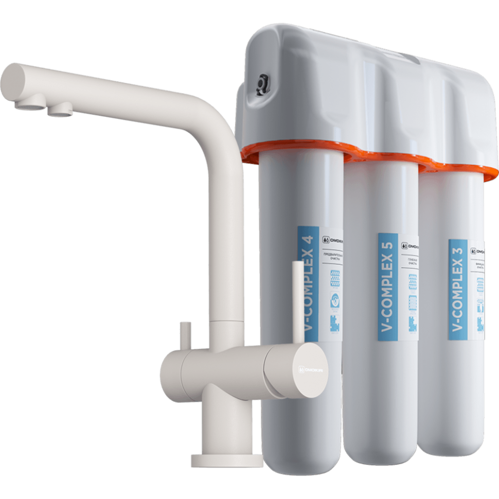 Комплект смеситель+фильтр Omoikiri Nagano-PA-P + Pure drop Lite
