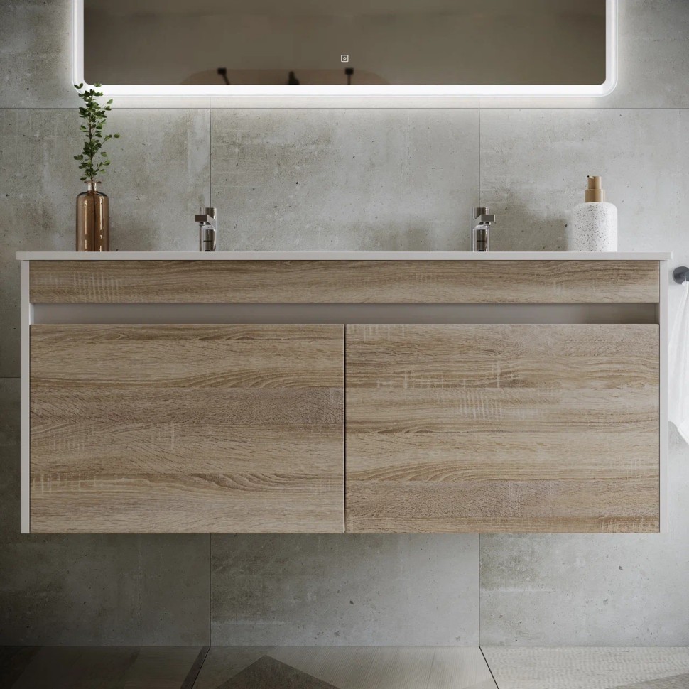 Тумба подвесная SANCOS Smart 1190х450х500, 4 ящика оснащенными доводчиками, дуб бардолино/белый , арт. SM120-2E