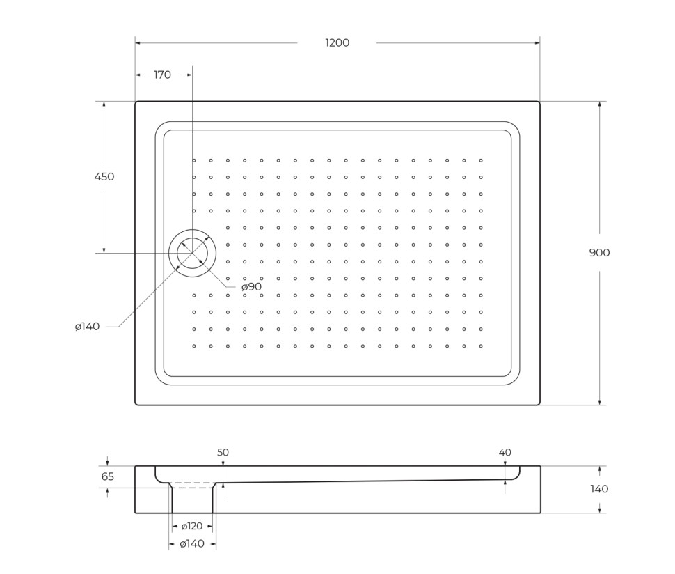 Акриловый поддон BelBagno TRAY-BB-AH-120/90-15-W