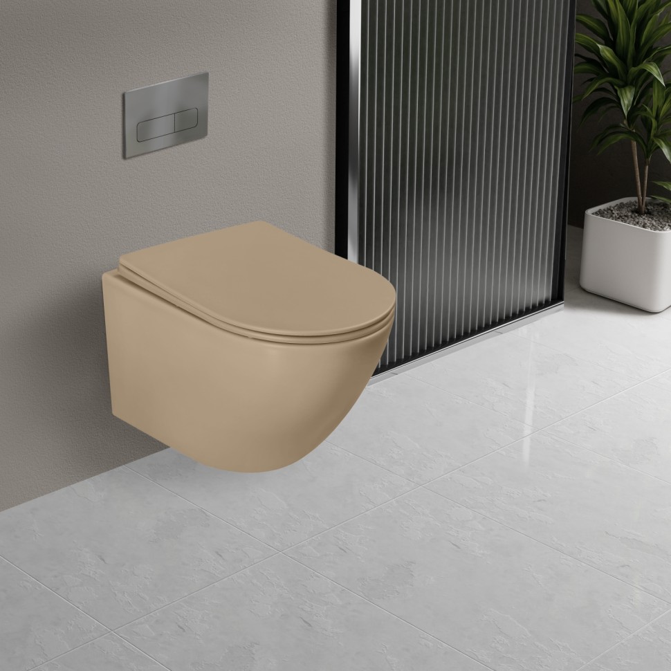 Унитаз подвесной Глобо (Globo) VT1-14TMC Торнадо, цвет капучино матовый, ультратонкое микролифт сиденье