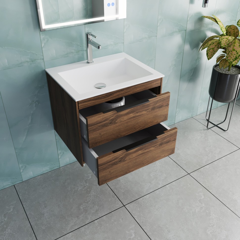 База под раковину Vincea  Chiara 2D 600 подвесная, 2 выкатных ящика soft-close, C.Oak