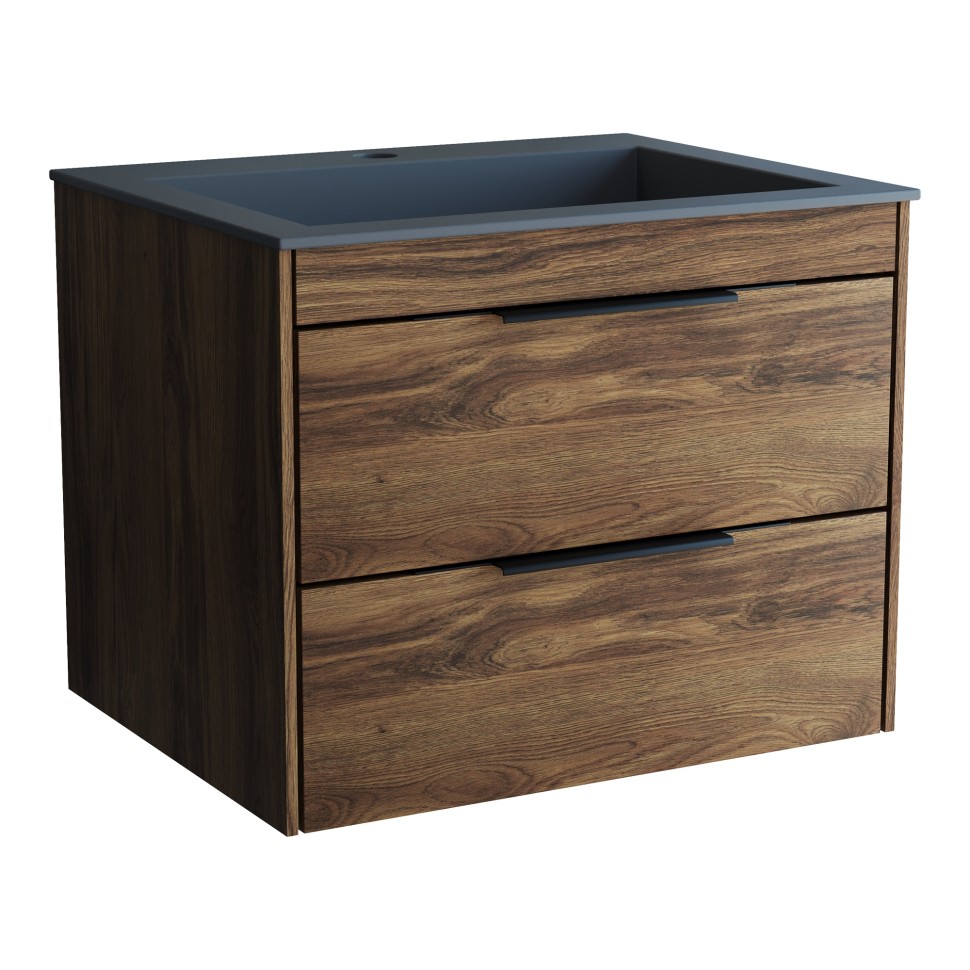 База под раковину Vincea  Chiara 2D 600 подвесная, 2 выкатных ящика soft-close, C.Oak