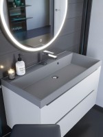 Раковина для ванной 90 см, Uperwood Classic Quartz, кварцевая, серая матовая, бетон