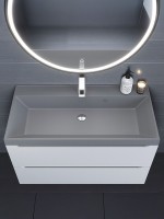 Раковина для ванной 90 см, Uperwood Classic Quartz, кварцевая, серая матовая, бетон