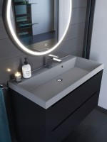 Раковина для ванной 90 см, Uperwood Classic Quartz, кварцевая, серая матовая, бетон