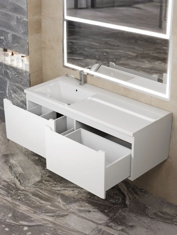 Тумба под раковину Uperwood Tanos 120 см, левая, белая