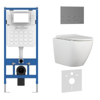 Комплект 3в1 IBERICA BLANCA инсталляция SILENCIO, унитаз BILBAO ALTO белый, кнопка смыва INOX-S вороненая сталь (IB001.BLA.231.1602)