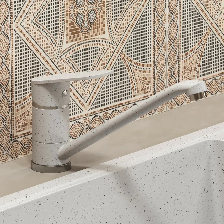 Смеситель для кухни низкий Uperwood ECON UPD-001-01, белыйатовый