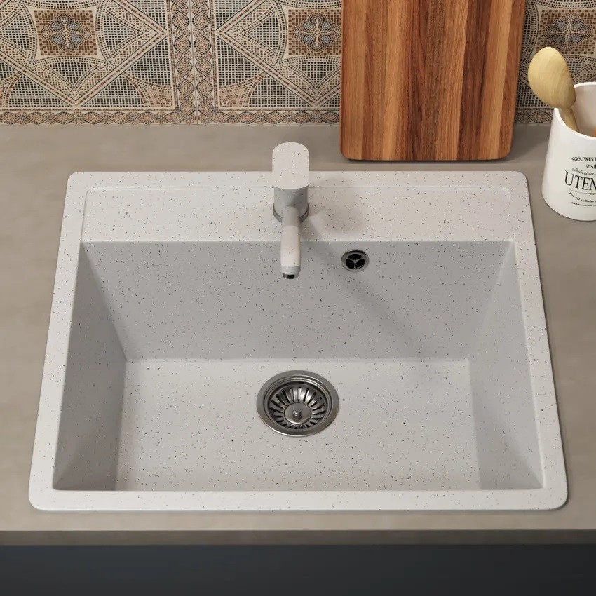 Смеситель для кухни низкий Uperwood ECON UPD-001-01, белыйатовый