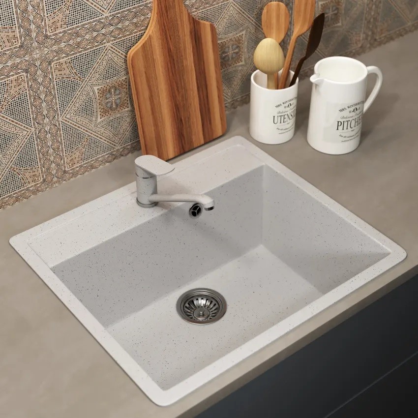 Смеситель для кухни низкий Uperwood ECON UPD-001-01, белыйатовый