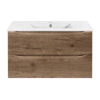База под керамическую раковину Mia Slim 900 подвесная, 2 выкатных ящика soft close, V.Oak