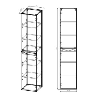Шкаф Миа (Mia) VSC-2M170RW-R подвесной, 1700*350*350, Темное дерево (R.Wood), правый