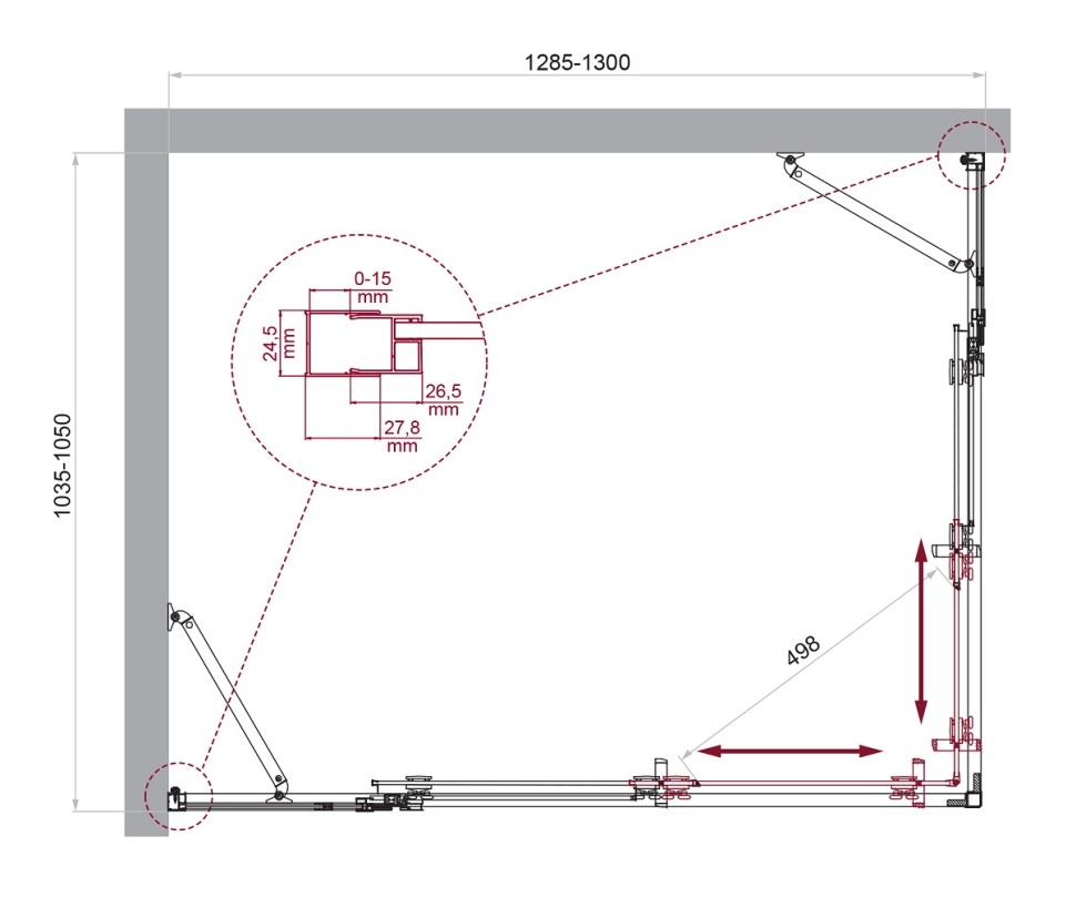 Душевой уголок BelBagno LUCE-AH-22-130/105-C-Cr