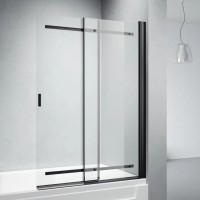 Шторка на ванну Veconi Palau PL-88B, 1000x1400, черный, стекло прозрачное
