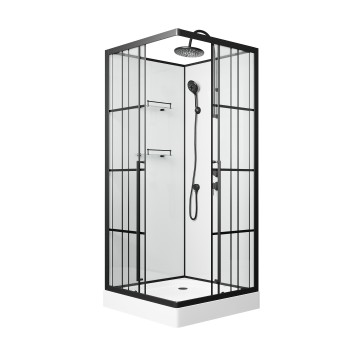 Душевая кабина Niagara Standart ST90/15QR/KL/BKT (90х90х225) низкий поддон(15см),черный,стекло прозрачное,3 места