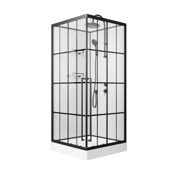 Душевая кабина Niagara Standart ST90/15QR/KL/BKT (90х90х225) низкий поддон(15см),черный,стекло прозрачное,3 места