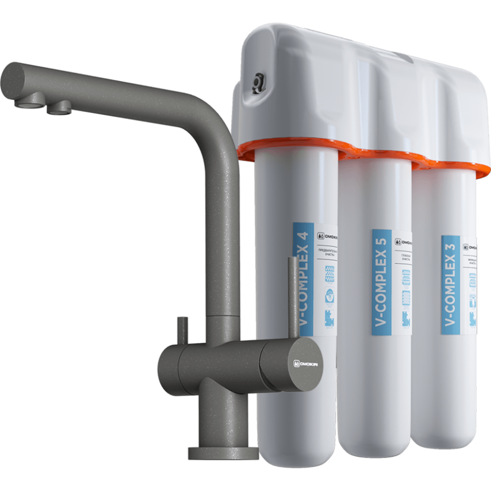 Комплект смеситель+фильтр Omoikiri Nagano-PL-P + Pure drop Lite