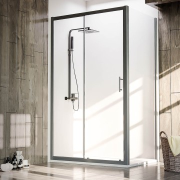 Боковая панель Veconi KP-05B, 800х1900 черный, стекло прозрачное
