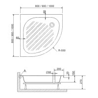 Душевой поддон полукруглый RGW BP/CL-S (800x800)