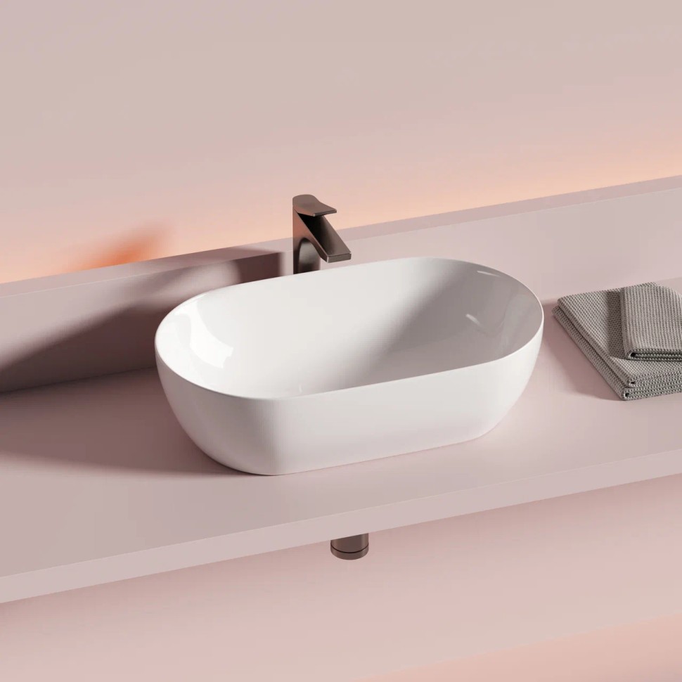 Раковина CERAMICANOVA Twist накладная овальной формы 500x300x140 белый CN12001