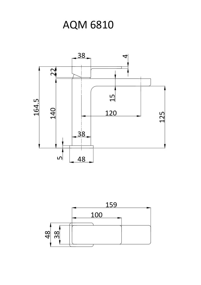 AQM6810GM Savona Смеситель для раковины 125мм, гладкий, подводка 1/2 ", металл
