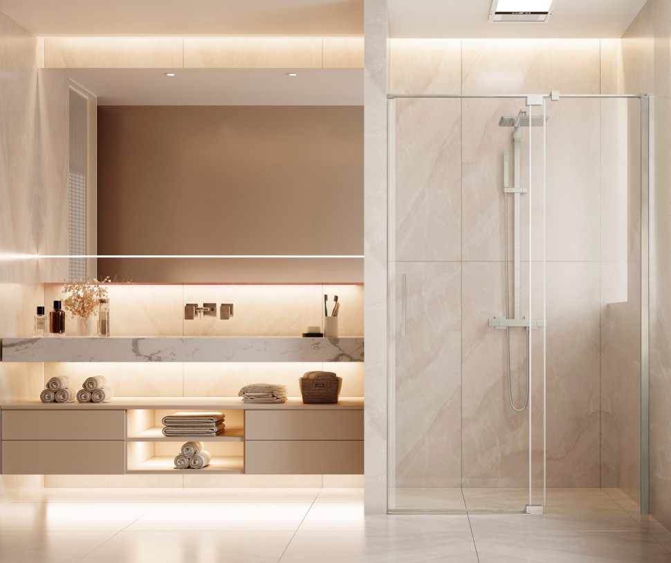 Душевая дверь Экстенза (Extenza) VDP-4EX1011CLBN, 1000/1100, брашированный никель, стекло прозрачное