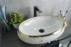 Раковина Gid Nc472 52222 накладная белая / золото 60x41x15
