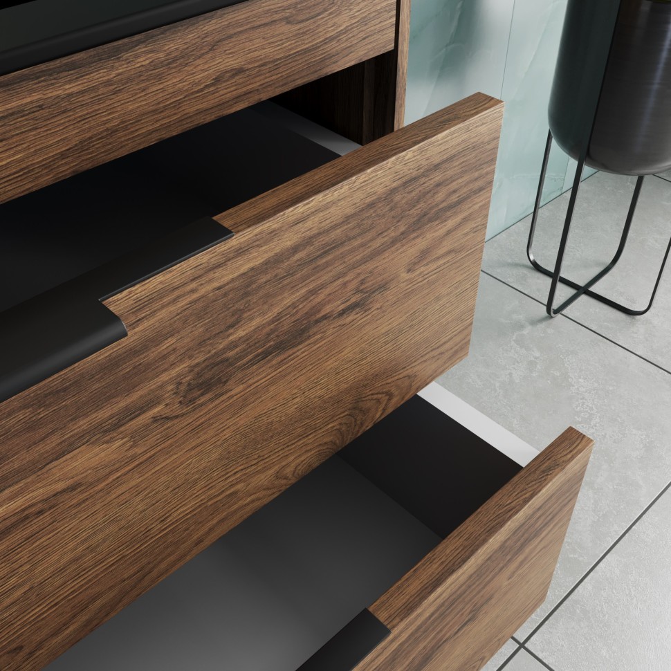 База под раковину Vincea  Chiara 2D 800 подвесная, 2 выкатных ящика soft-close, С.Oak
